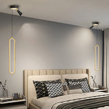 Modern Aluminum Oval LED Pendant Light with Spotlights and 3 Step Dimming Adjustable Hanging Lamp