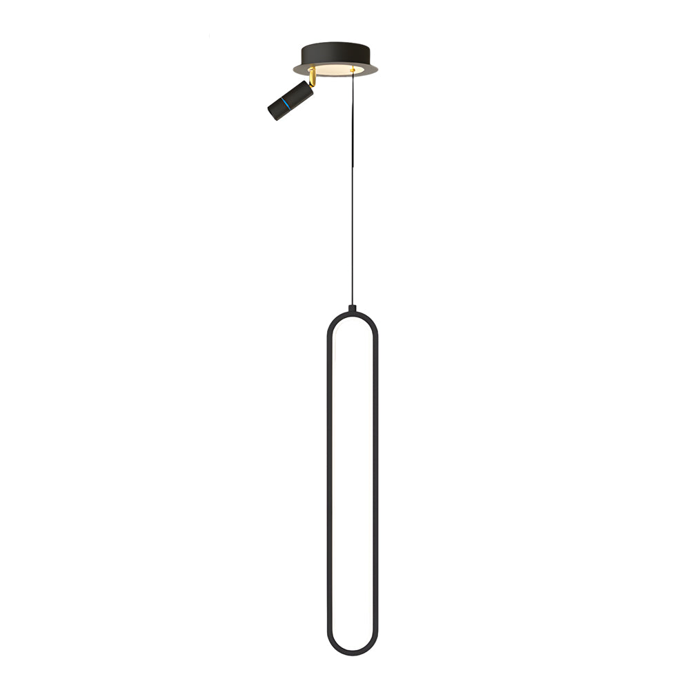 Modern Aluminum Oval LED Pendant Light with Spotlights and 3 Step Dimming Adjustable Hanging Lamp
