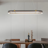 Modern Aluminum Oval Ring LED Chandelier Adjustable Hanging Pendant Light for Dining Room