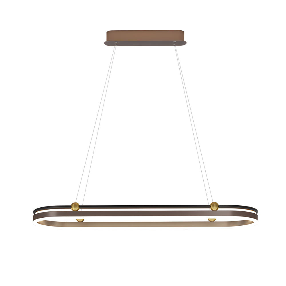 Modern Aluminum Oval Ring LED Chandelier Adjustable Hanging Pendant Light for Dining Room