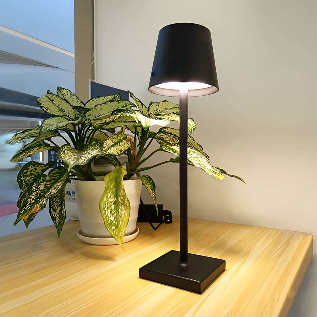 Modern Aluminum Rechargeable Top Hat Table Lamp Dimmable Cordless Touch Control Bedside Light