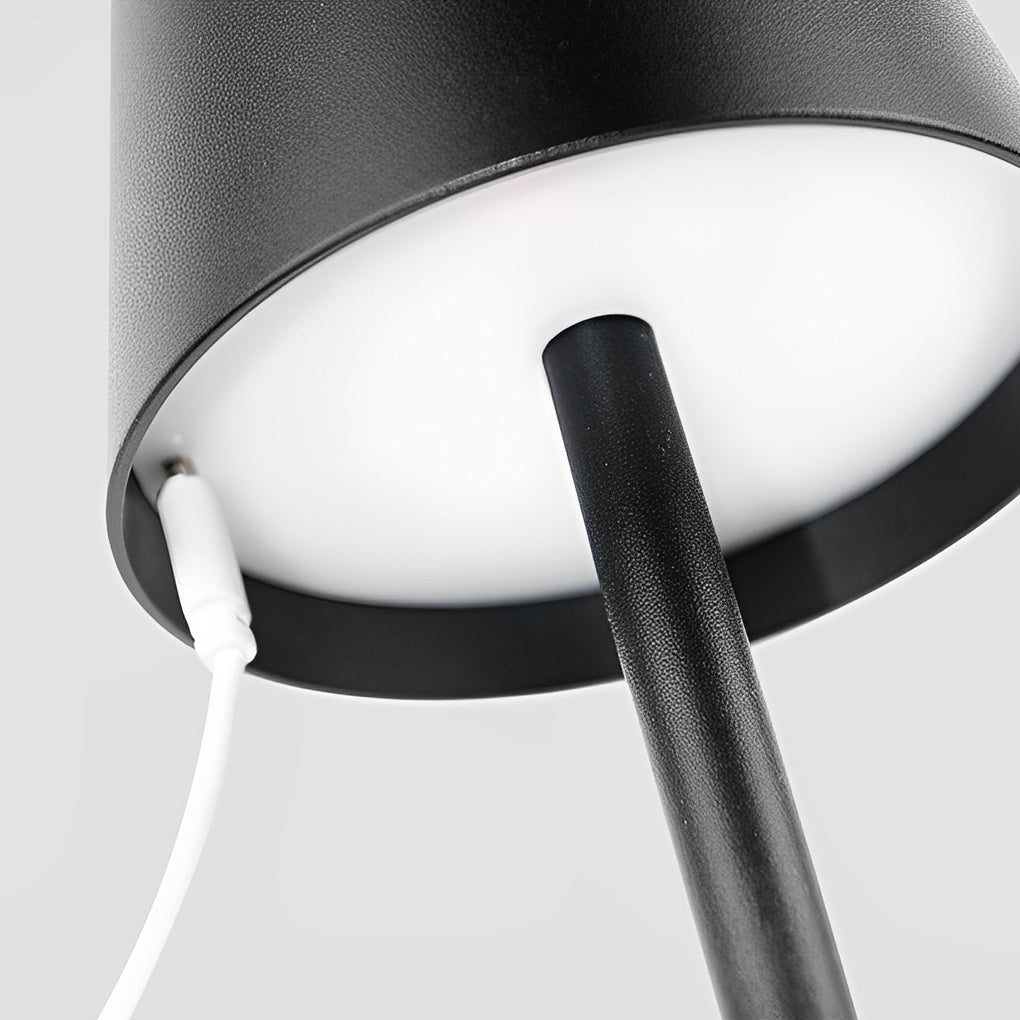 Modern Aluminum Rechargeable Top Hat Table Lamp Dimmable Cordless Touch Control Bedside Light