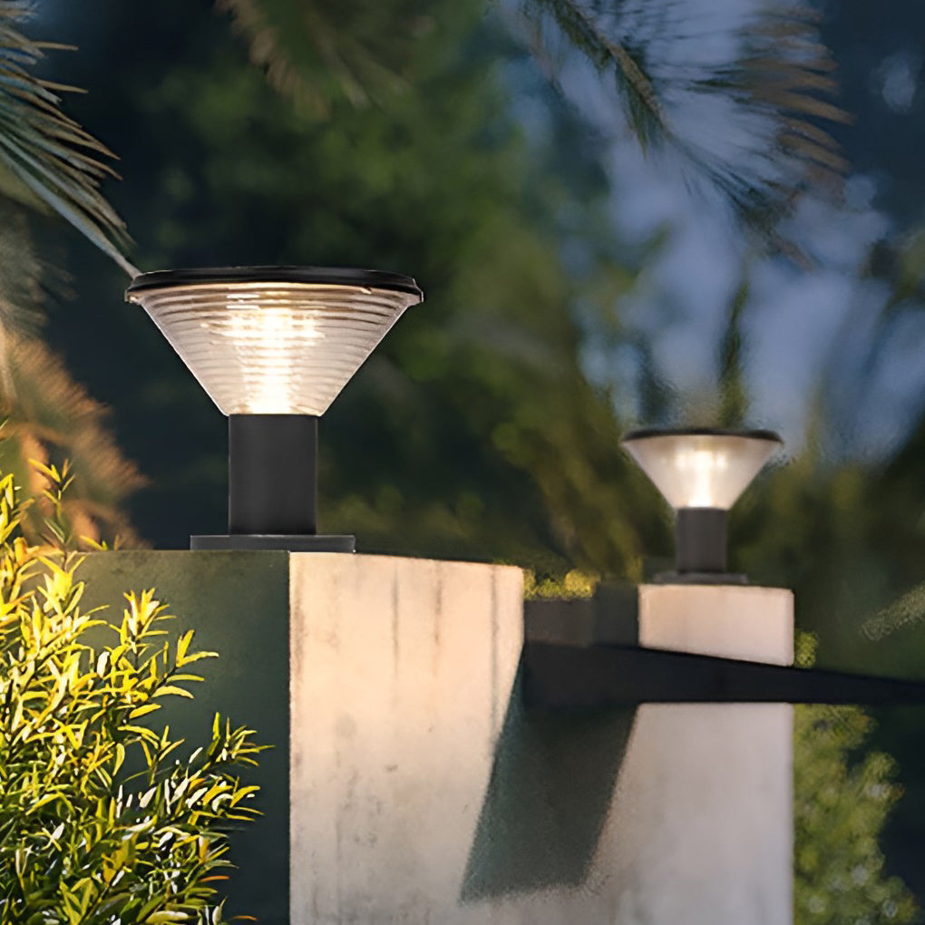 Modern Aluminum Solar Fence Post Light Waterproof Outdoor Garden Pillar Lamp with Remote Control