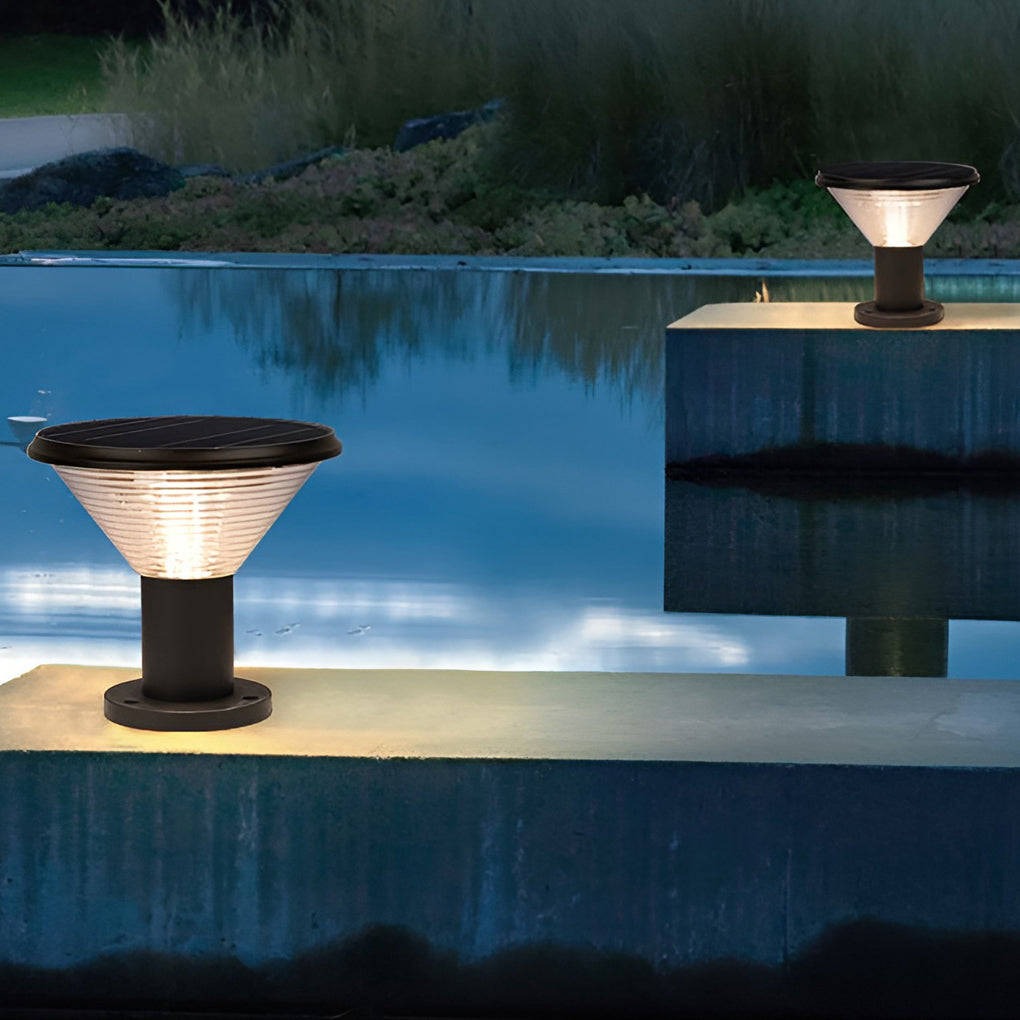 Modern Aluminum Solar Fence Post Light Waterproof Outdoor Garden Pillar Lamp with Remote Control