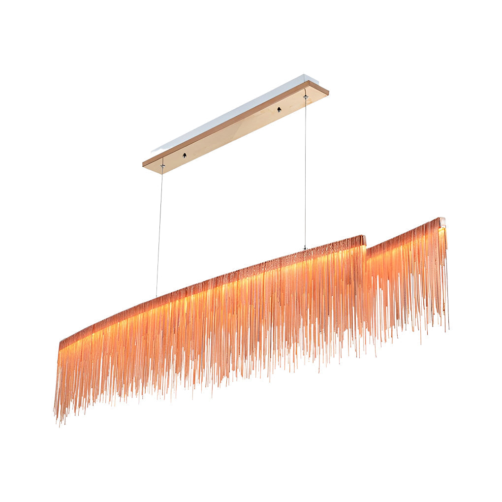 Modern Aluminum Tassel Chain LED Chandelier Dimmable Pendant Light for Dining Room and Bar