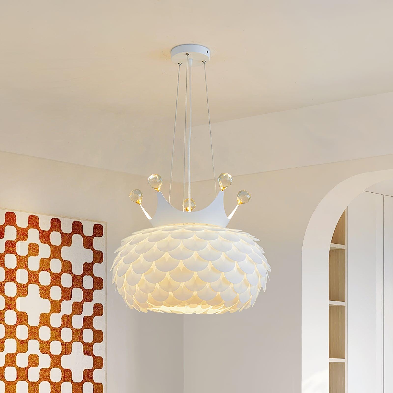 Modern Aluvia Crown Crystal Pendant Lamp Luxury Hanging Light Fixture for Home