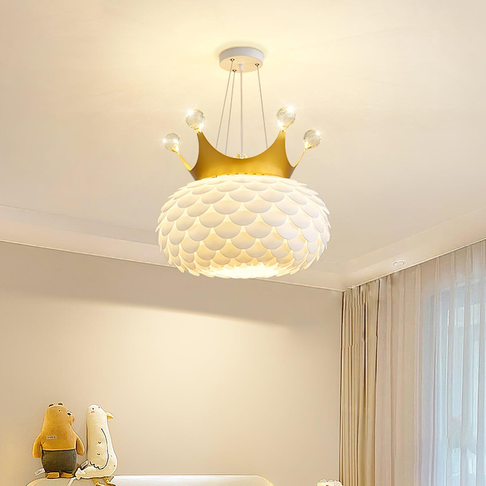 Modern Aluvia Crown Crystal Pendant Lamp Luxury Hanging Light Fixture for Home