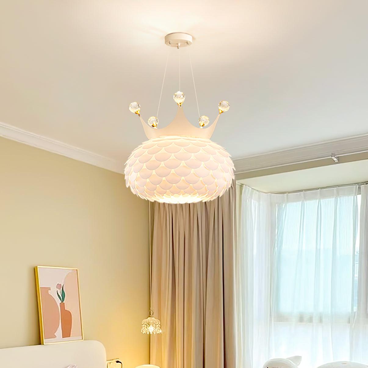 Modern Aluvia Crown Crystal Pendant Lamp Luxury Hanging Light Fixture for Home
