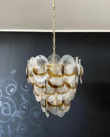 modern-amber-and-transparent-glass-sheet-chandelier-with-gold-or-chrome-metal-frame