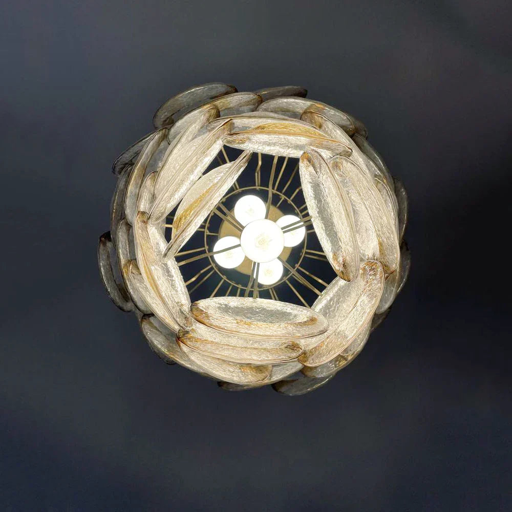 modern-amber-and-transparent-glass-sheet-chandelier-with-gold-or-chrome-metal-frame