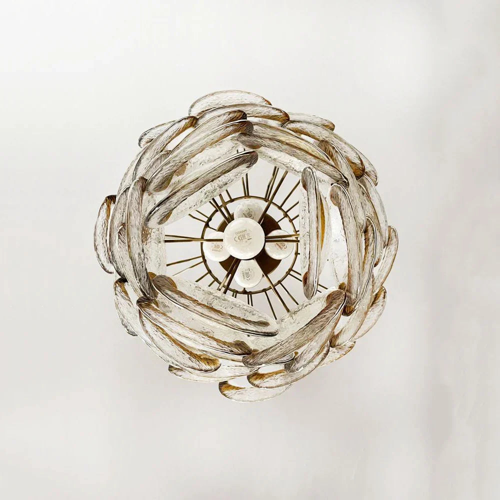 modern-amber-and-transparent-glass-sheet-chandelier-with-gold-or-chrome-metal-frame