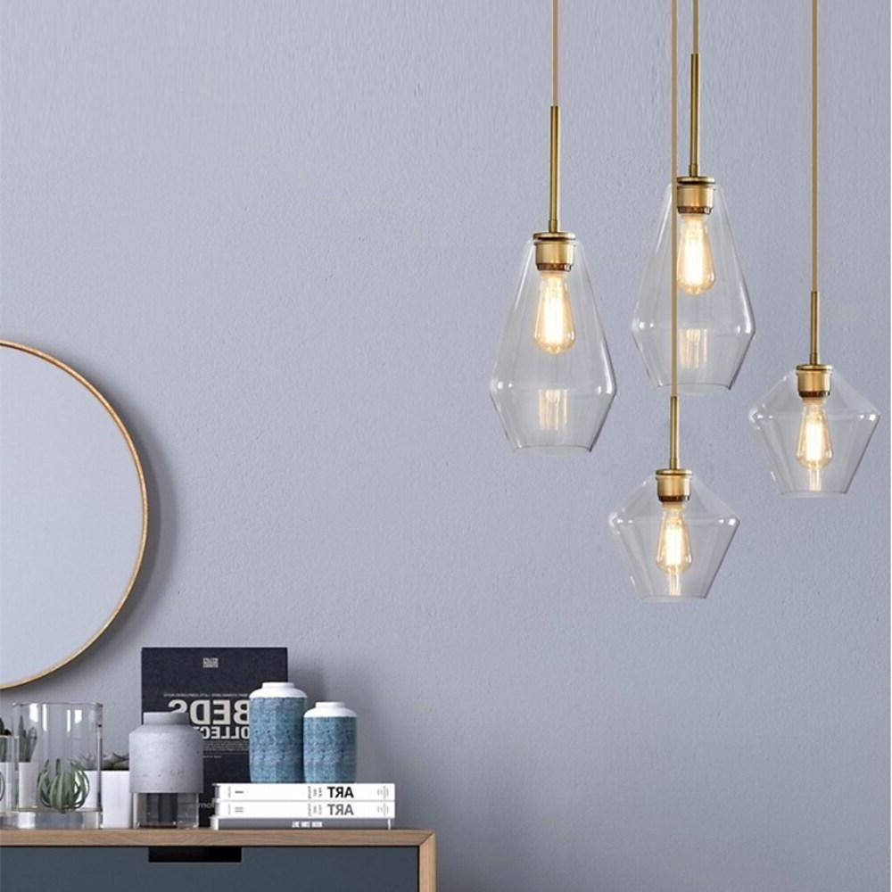 Modern Amber Glass Globe Pendant Light Copper Nordic Industrial Hanging Ceiling Lamp