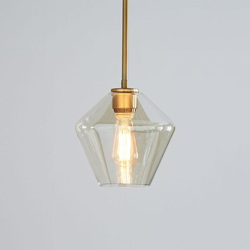 Modern Amber Glass Globe Pendant Light Copper Nordic Industrial Hanging Ceiling Lamp