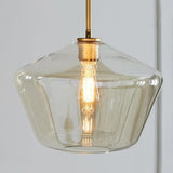 Modern Amber Glass Globe Pendant Light Copper Nordic Industrial Hanging Ceiling Lamp