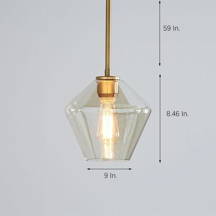 Modern Amber Glass Globe Pendant Light Copper Nordic Industrial Hanging Ceiling Lamp