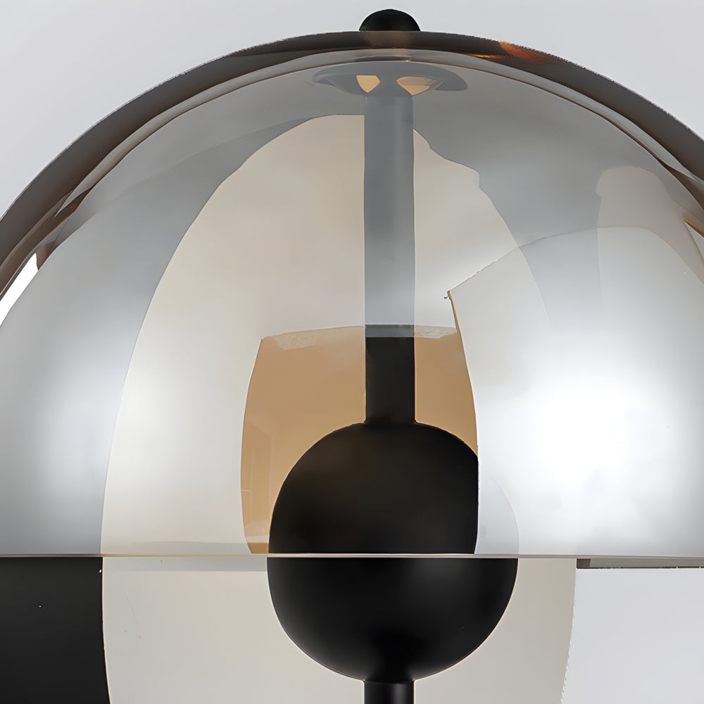 Modern Amber Glass LED Desk Lamp with Two Intersecting Half Spheres for Living Room or Bedroom