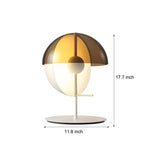 Modern Amber Glass LED Desk Lamp with Two Intersecting Half Spheres for Living Room or Bedroom