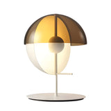 Modern Amber Glass LED Desk Lamp with Two Intersecting Half Spheres for Living Room or Bedroom