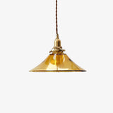 Modern Amber Glass Pendant Light with Brass Fixture for Living Room and Bedroom