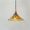Modern Amber Glass Pendant Light with Brass Fixture for Living Room and Bedroom