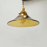 Modern Amber Glass Pendant Light with Brass Fixture for Living Room and Bedroom