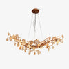 Modern Amber Stone Crystal Branch Chandelier in Genuine Brass Finish