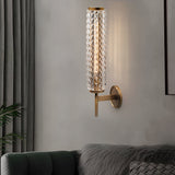Modern American Style Copper Glass Wall Sconce for Bedroom Luxury Indoor Lighting Fixture