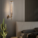 Modern American Style Copper Glass Wall Sconce for Bedroom Luxury Indoor Lighting Fixture