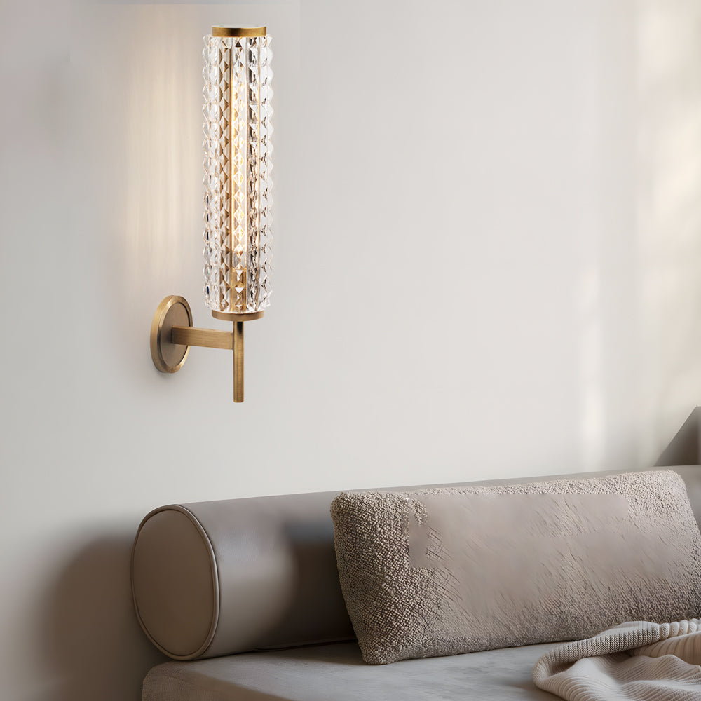 Modern American Style Copper Glass Wall Sconce for Bedroom Luxury Indoor Lighting Fixture