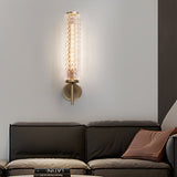 Modern American Style Copper Glass Wall Sconce for Bedroom Luxury Indoor Lighting Fixture