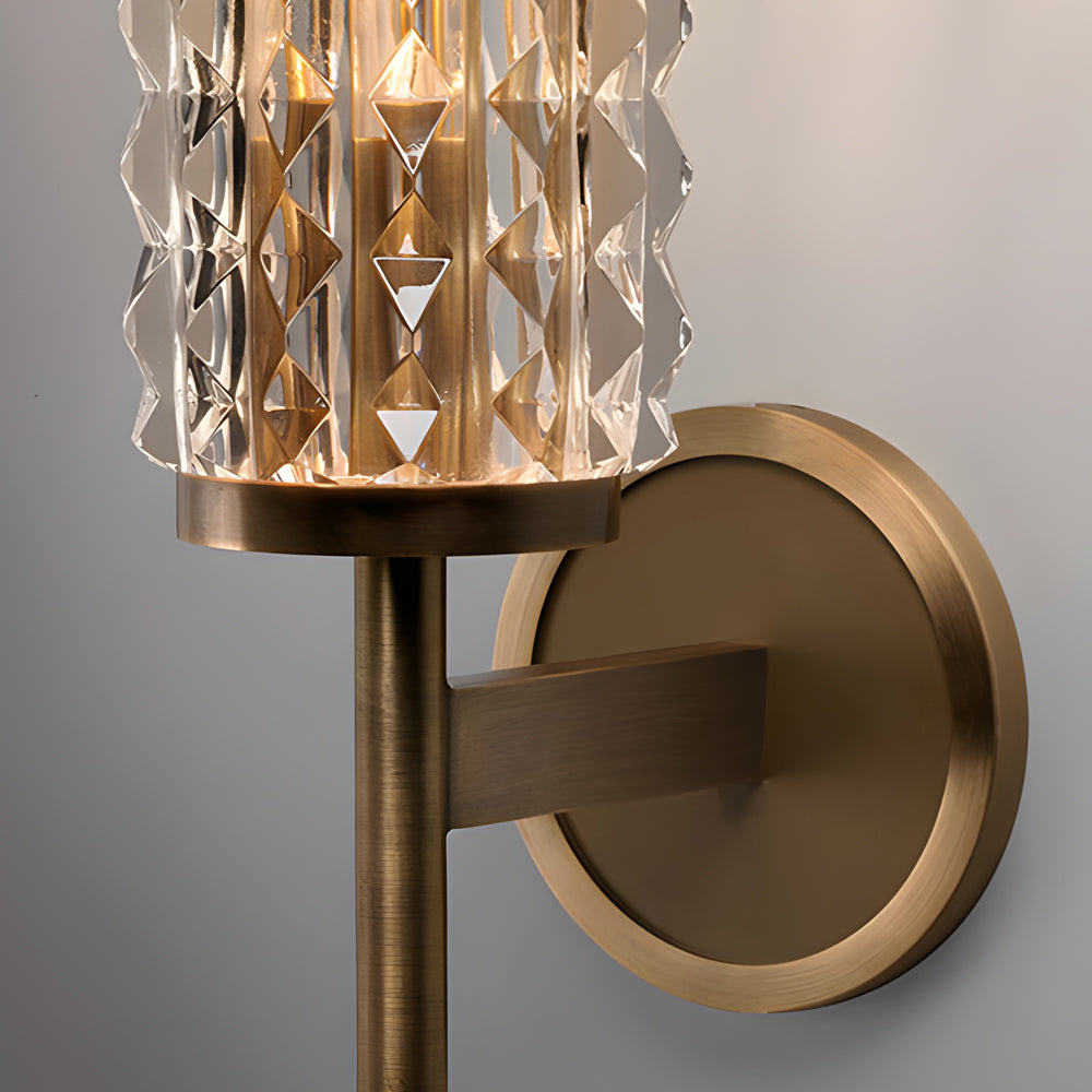 Modern American Style Copper Glass Wall Sconce for Bedroom Luxury Indoor Lighting Fixture