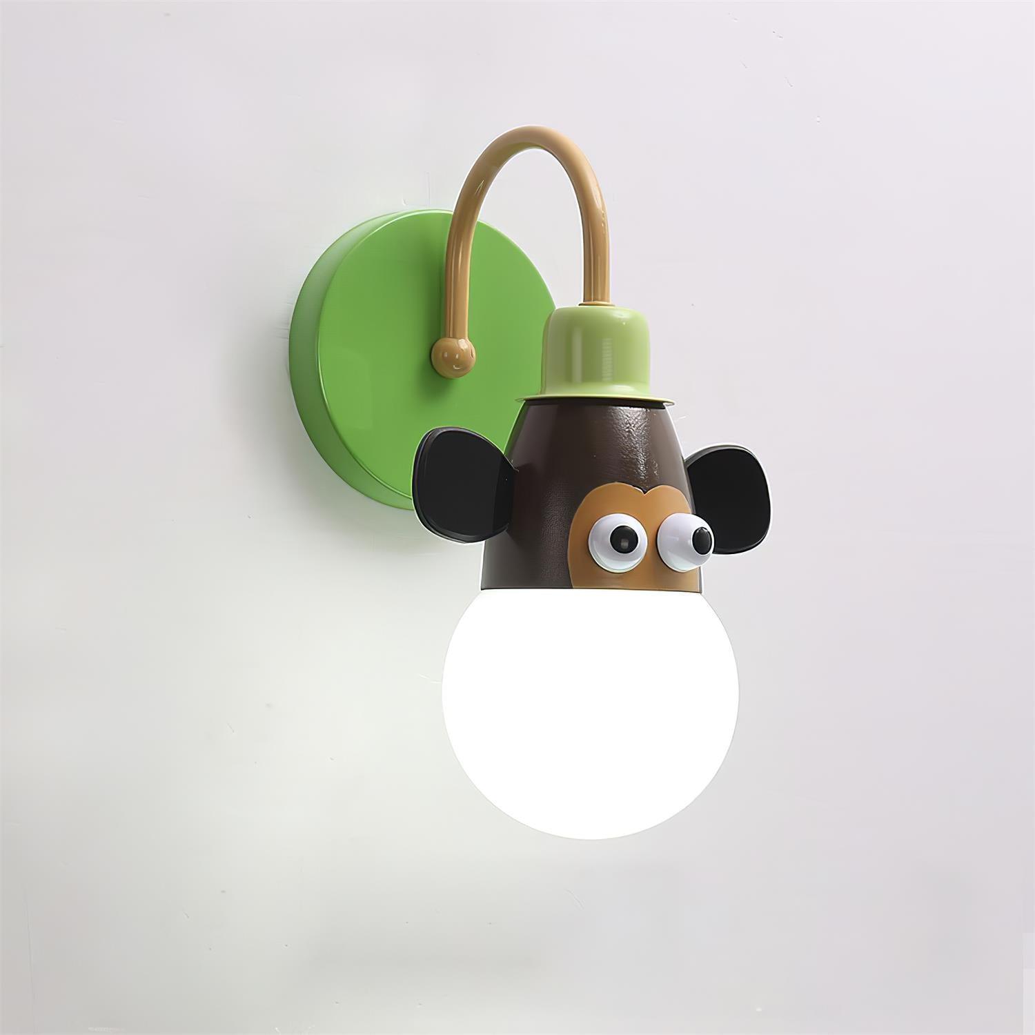 Modern Animal Character Wall Sconce for Nursery and Childrens Room Metal Bracket Light