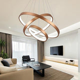 Modern Antique Bronze 3 Tier Ring LED Chandelier Dimmable 31 Inch Pendant Light for Living Room