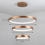 Modern Antique Bronze 3 Tier Ring LED Chandelier Dimmable 31 Inch Pendant Light for Living Room