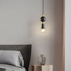 Modern Antique Copper Spindle Pendant Light with Clear Glass Shade for Dining Room and Kitchen