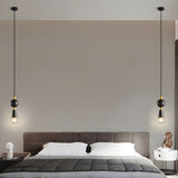 Modern Antique Copper Spindle Pendant Light with Clear Glass Shade for Dining Room and Kitchen