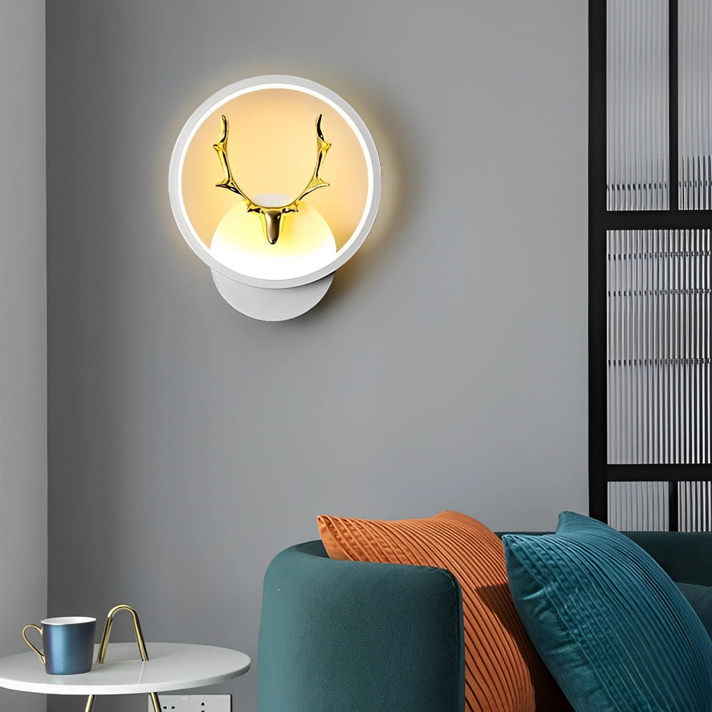 Modern Antler Design LED Wall Lamp Creative Round and Square Minimalist Bedside Sconce Light