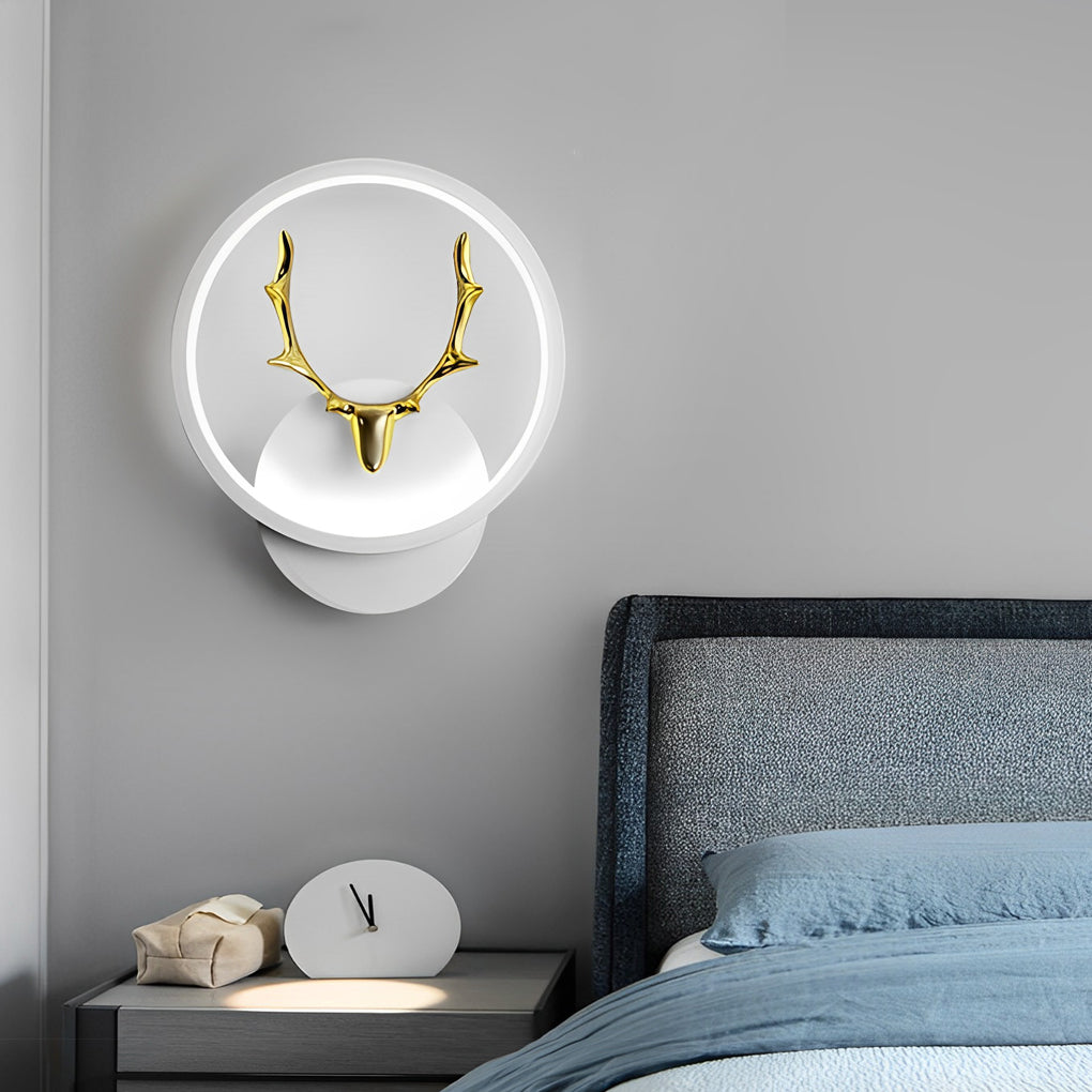 Modern Antler Design LED Wall Lamp Creative Round and Square Minimalist Bedside Sconce Light