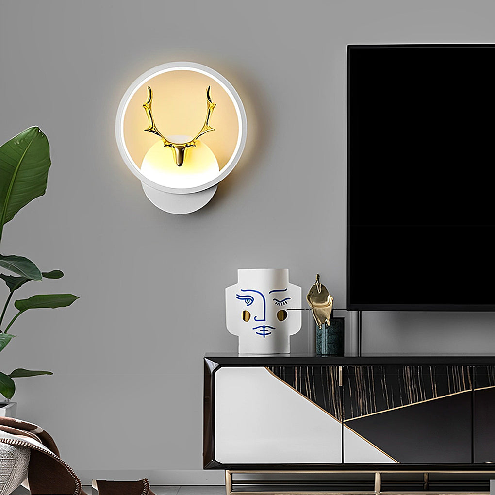 Modern Antler Design LED Wall Lamp Creative Round and Square Minimalist Bedside Sconce Light