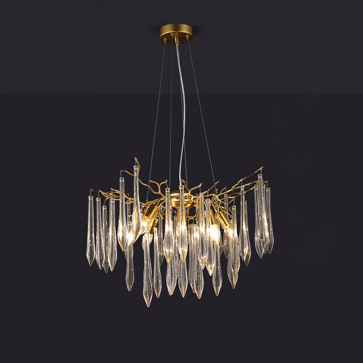Modern Aqua Funnel Glass Chandelier Waterfall Inspired Gold Pendant Lighting