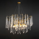 Modern Aqua Funnel Glass Chandelier Waterfall Inspired Gold Pendant Lighting