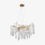 Modern Aqua Funnel Glass Chandelier Waterfall Inspired Gold Pendant Lighting