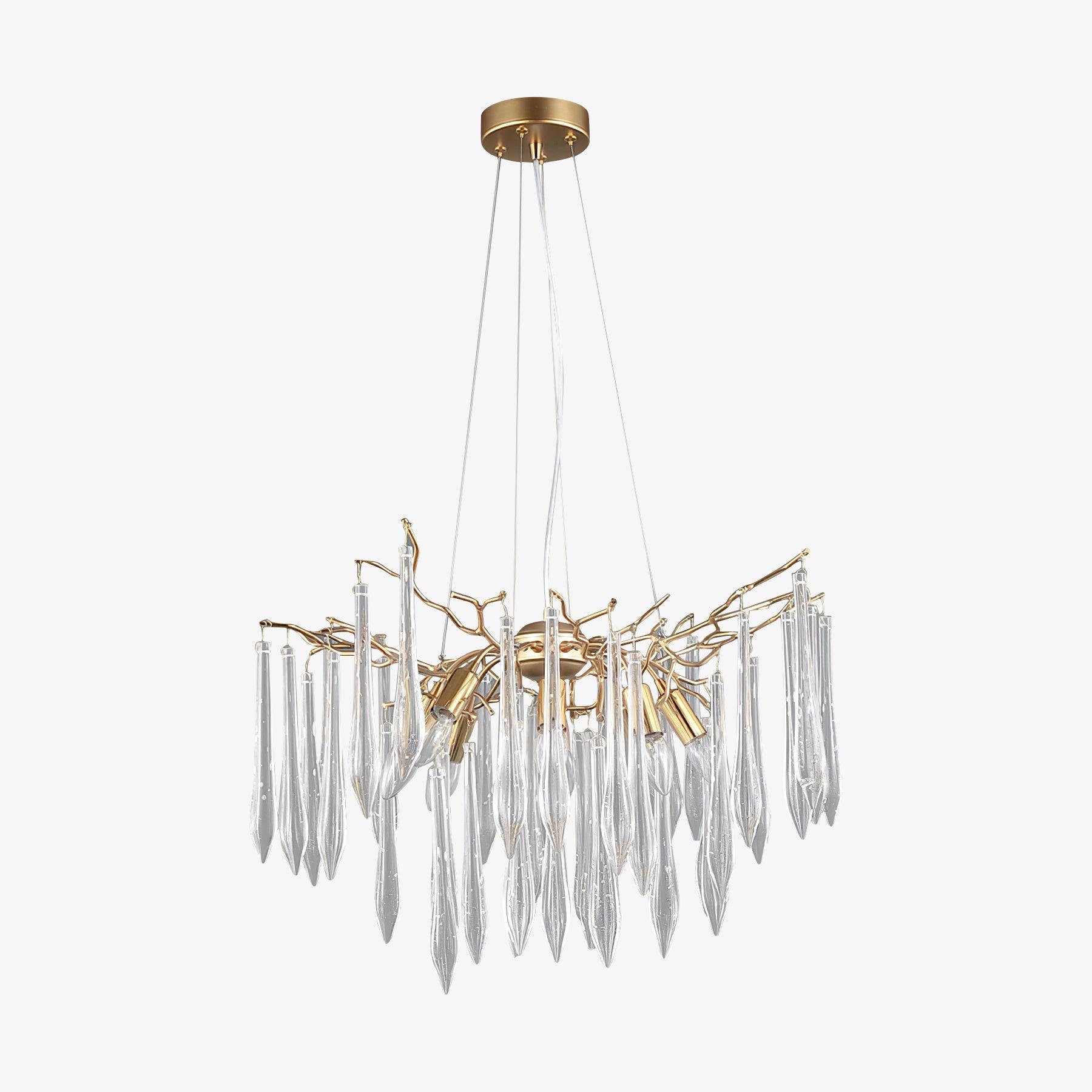 Modern Aqua Funnel Glass Chandelier Waterfall Inspired Gold Pendant Lighting