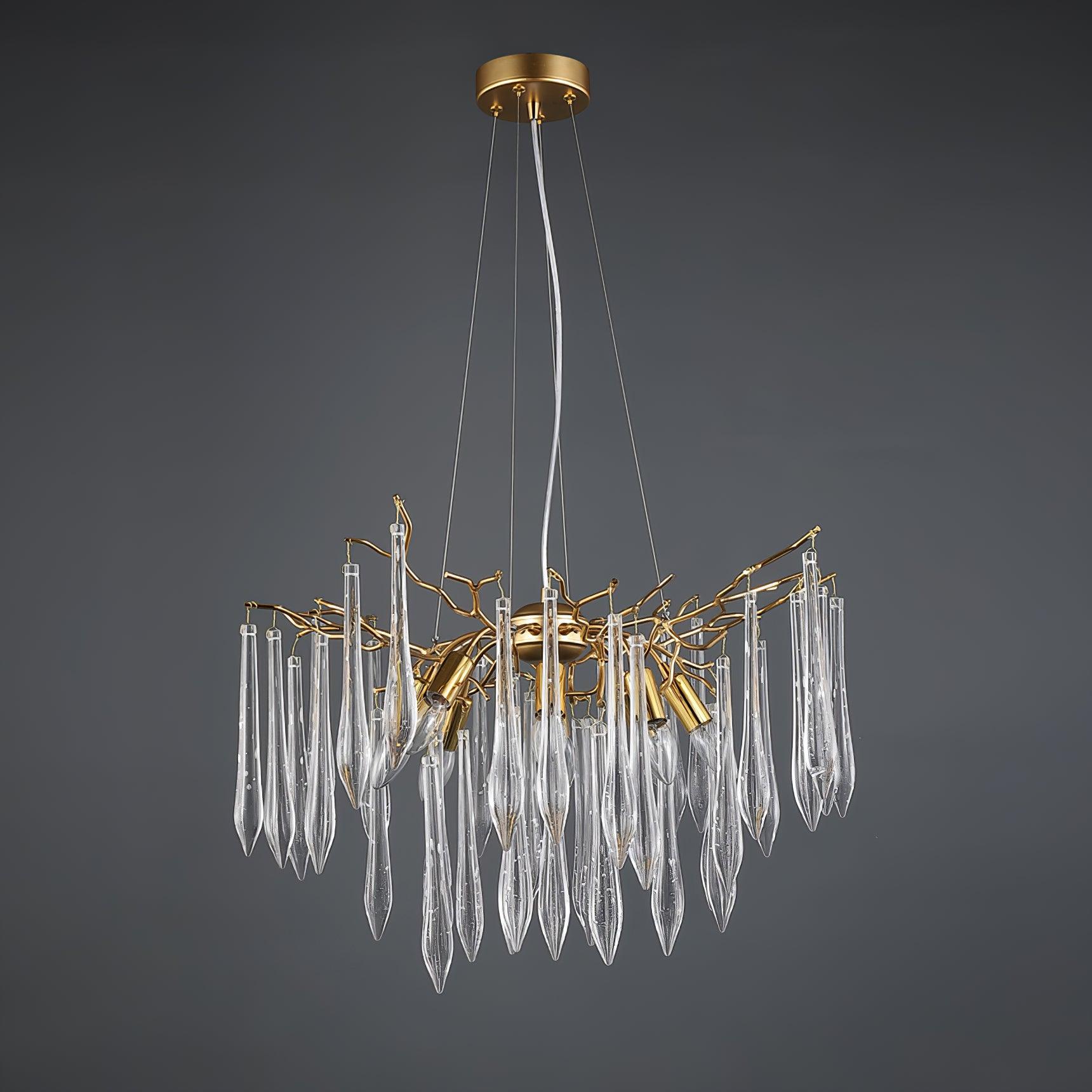 Modern Aqua Funnel Glass Chandelier Waterfall Inspired Gold Pendant Lighting