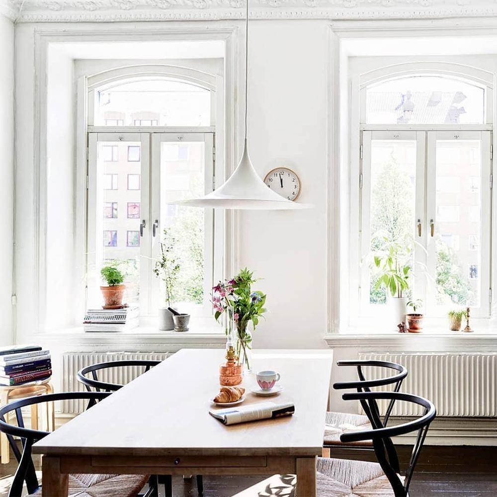 Modern Arch Shaped Metal Semi Pendant Light for Dining Table and Kitchen