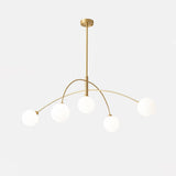 Modern Arched Glass Globe Chandelier Gold and White Mid Century Pendant Light