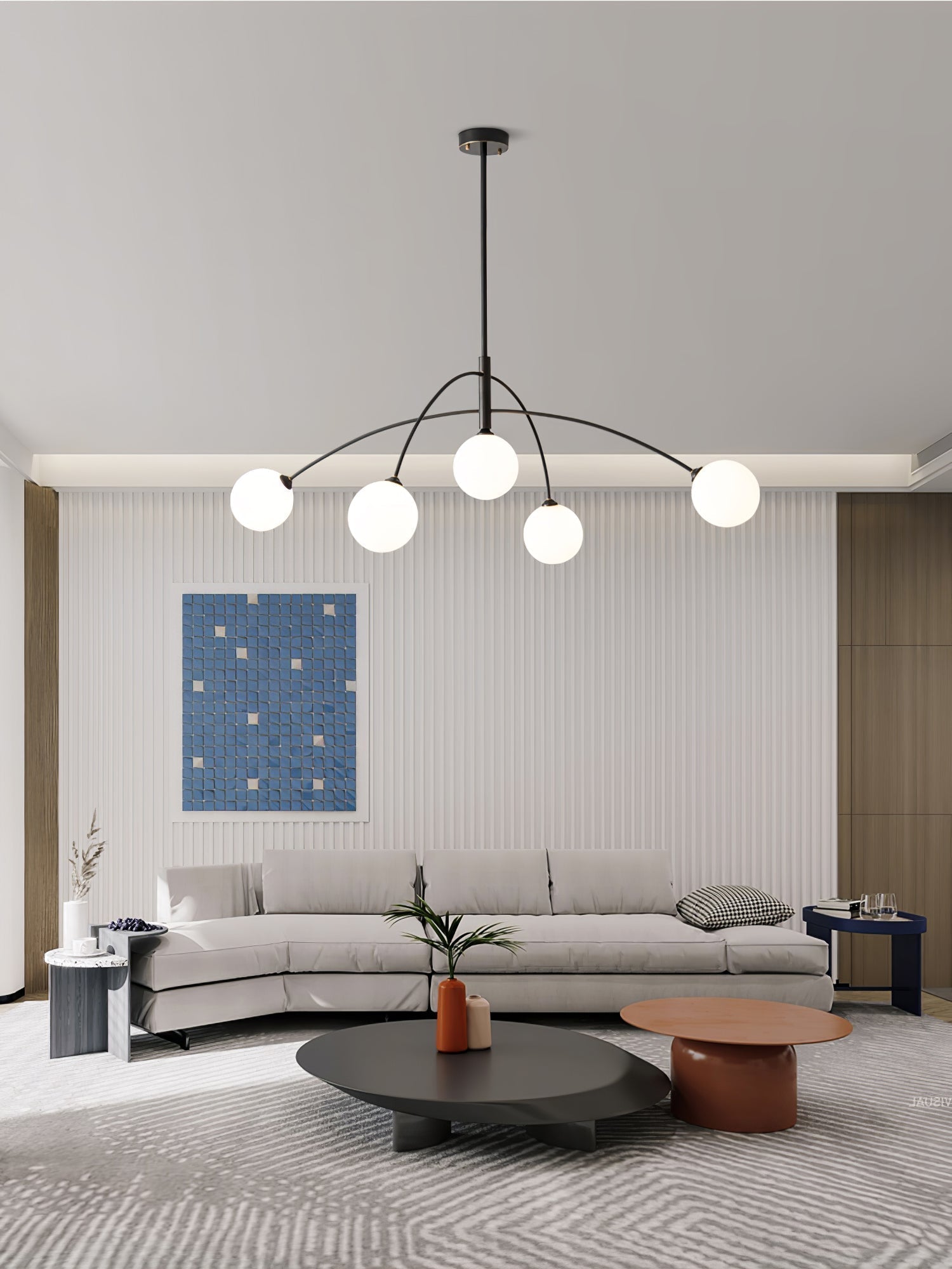 Modern Arched Glass Globe Chandelier Gold and White Mid Century Pendant Light