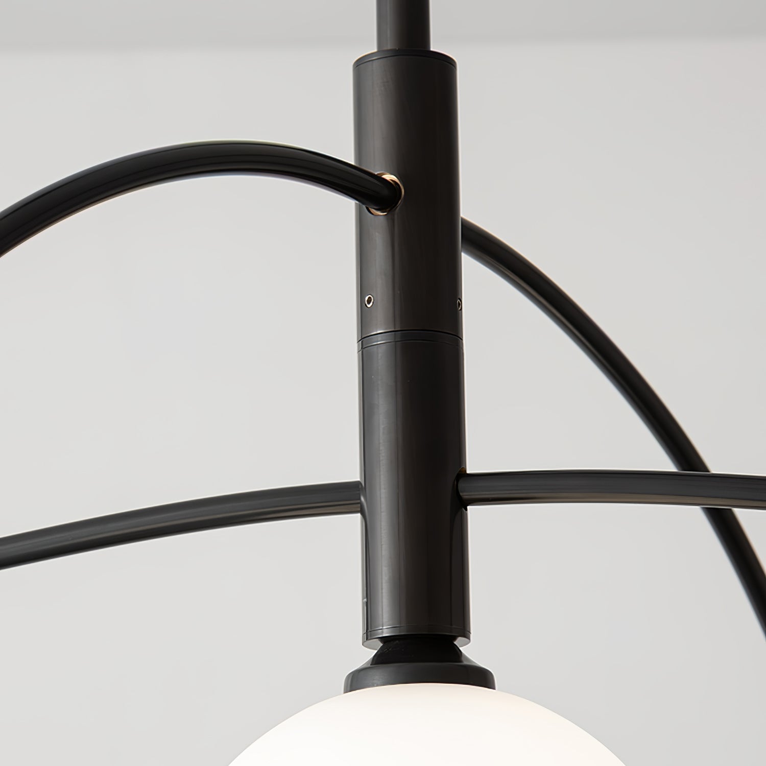 Modern Arched Glass Globe Chandelier Gold and White Mid Century Pendant Light