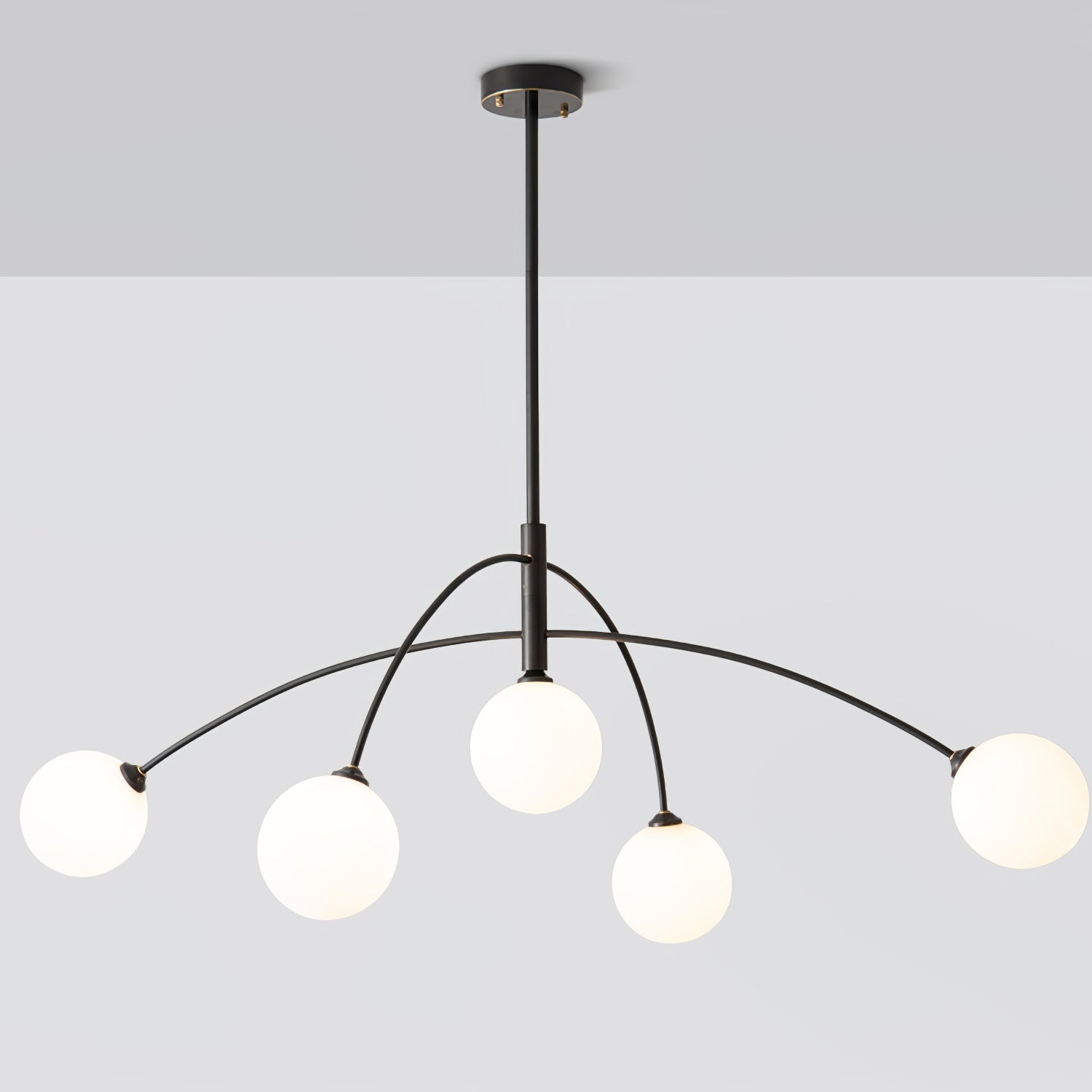 Modern Arched Glass Globe Chandelier Gold and White Mid Century Pendant Light