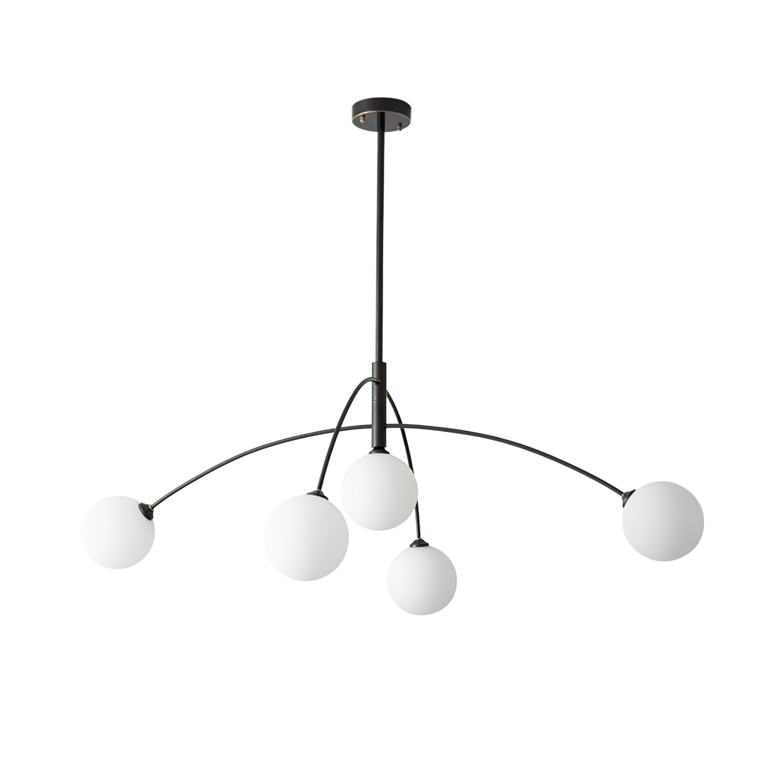 Modern Arched Glass Globe Chandelier Gold and White Mid Century Pendant Light
